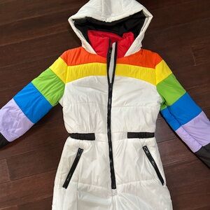 Dolls Kill Delia’s Rainbow Puffer Snowsuit